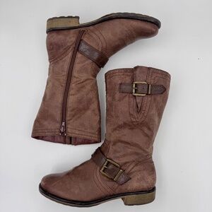 Bass Presley Brown Rustic Mid-Calf Faux Leather Boots | Women's Size 8.5M